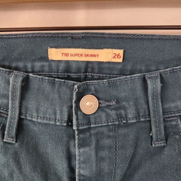 Levi's 710 Super Skinny teal twill pants, size 26x30 - Picture 3 of 8